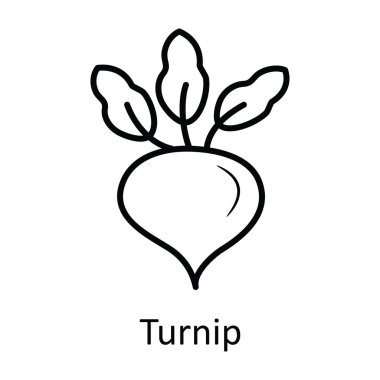 Şalgam vektör anahatları Icon Design illüstrasyonu. Beyaz arkaplan EPS 10 Dosyasında Doğa Sembolü