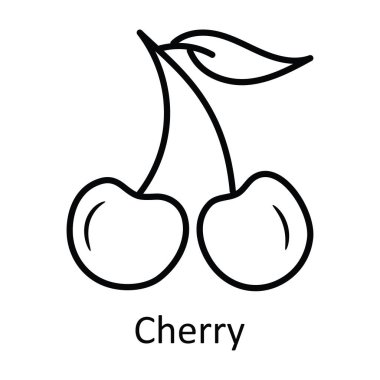 Kiraz vektörü ana hatları Simge Tasarımı illüstrasyonu. Beyaz arkaplan EPS 10 Dosyasında Doğa Sembolü