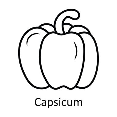 Capsicum vektör taslağı Simge Tasarımı çizimi. Beyaz arkaplan EPS 10 Dosyasında Doğa Sembolü