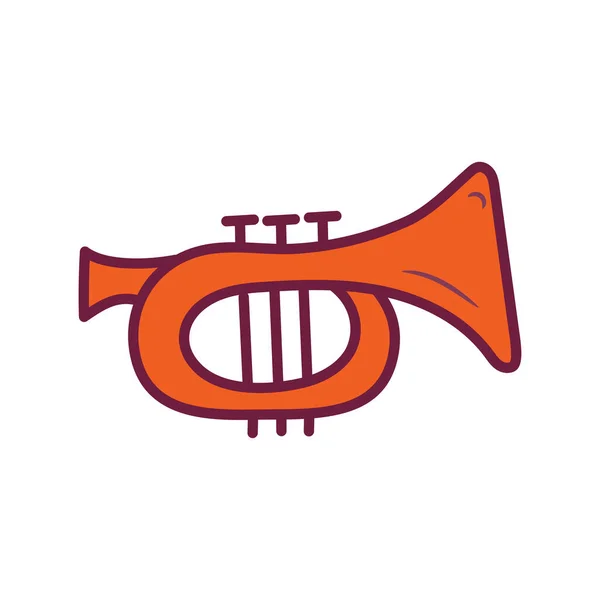 Cornet Vector Esquema Rellenado Icono Diseño Ilustración Símbolo Musical Sobre — Vector de stock