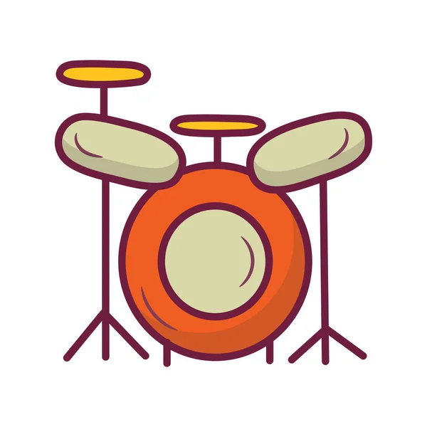 Drum Set Vector Esboço Preenchido Icon Design Illustration Símbolo Música — Vetor de Stock