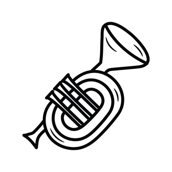 Music Horn Zarys Wektora Icon Design Ilustracji Symbol Muzyki Białym — Wektor stockowy