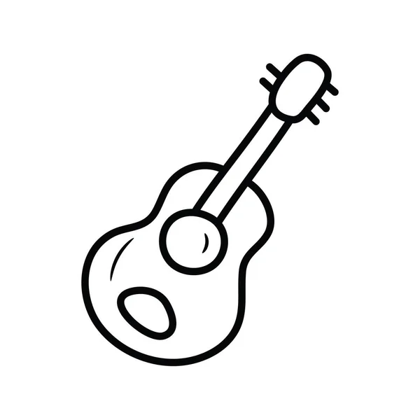 Гітара Векторний Контур Ілюстрація Дизайну Піктограм Музичний Символ Білому Фоні — стоковий вектор