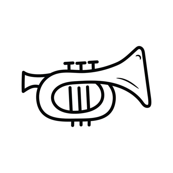 Cornet Διανυσματικό Περίγραμμα Εικονίδιο Σχεδιασμός Εικονογράφηση Μουσικό Σύμβολο Λευκό Φόντο — Διανυσματικό Αρχείο