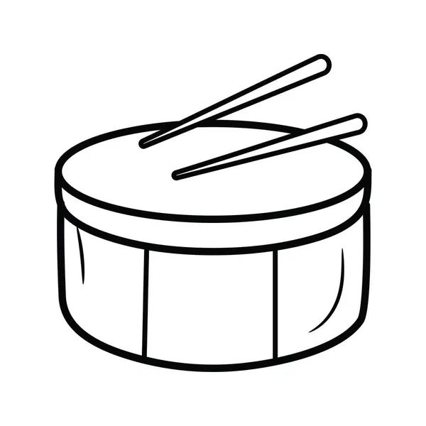 Drum Vector Outline Icona Design Illustrazione Simbolo Musicale Sfondo Bianco — Vettoriale Stock