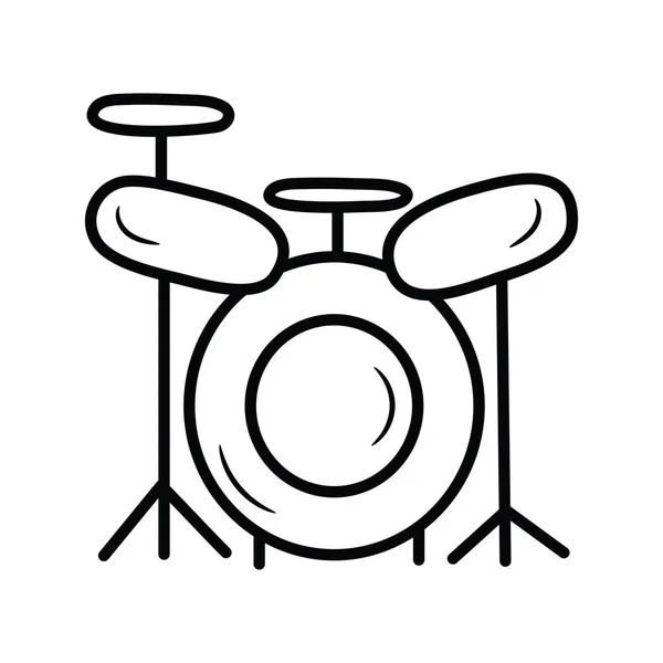Барабан Набір Векторних Контурів Ілюстрація Дизайну Піктограм Музичний Символ Білому — стоковий вектор
