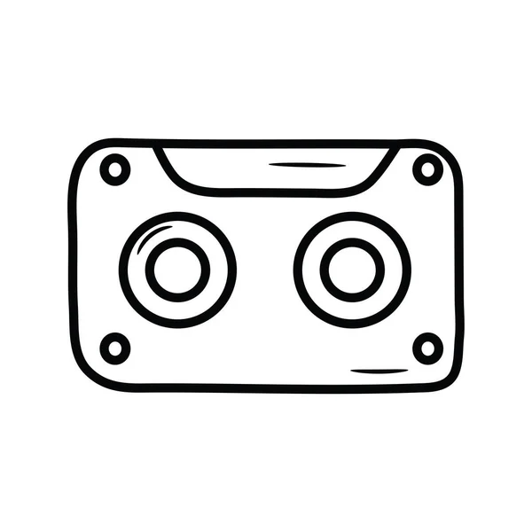 Cassette Vektor Vázlat Ikon Design Illusztráció Zene Szimbólum Fehér Háttér — Stock Vector