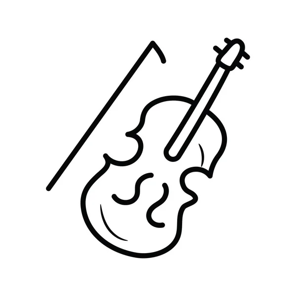 Віолончель Векторний Контур Ілюстрація Дизайну Піктограм Музичний Символ Білому Фоні — стоковий вектор