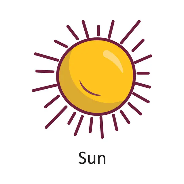 Sun Vector Filled Outline Icon Design Illustration Nature Symbol White — Stock Vector