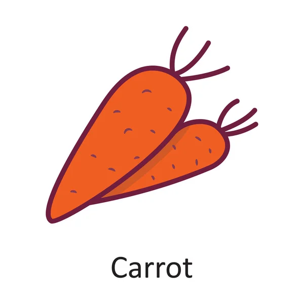 Морковный Вектор Заполненный Контур Иконка Дизайн Иллюстрации Природа Белом Фоне — стоковый вектор