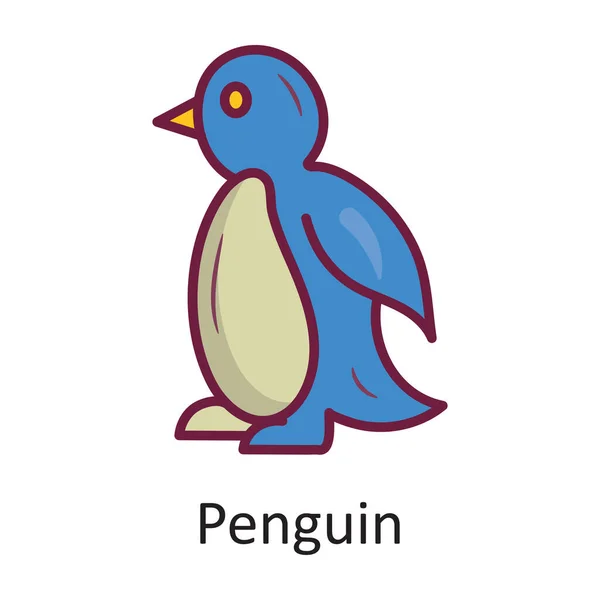 Vetor Pinguim Esboço Preenchido Icon Design Illustration Símbolo Natureza Fundo —  Vetores de Stock