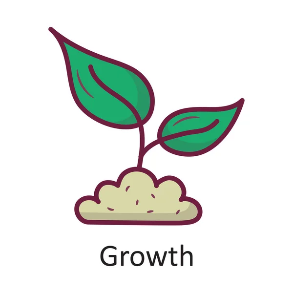 Vetor Crescimento Esboço Preenchido Icon Design Illustration Símbolo Natureza Fundo — Vetor de Stock