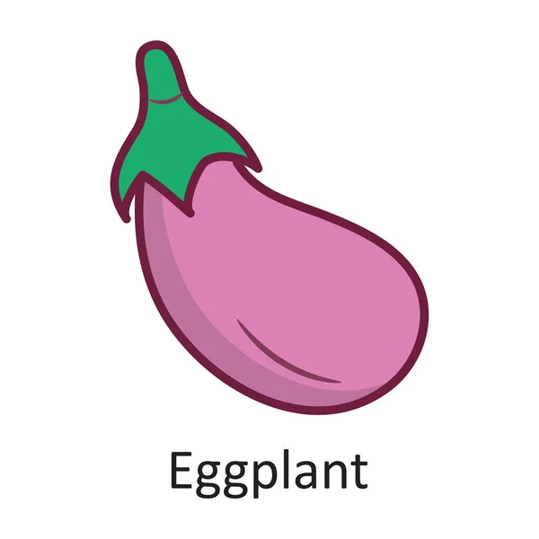 Eggplant Vector Fylld Kontur Ikon Design Illustration Natur Symbol Vit — Stock vektor