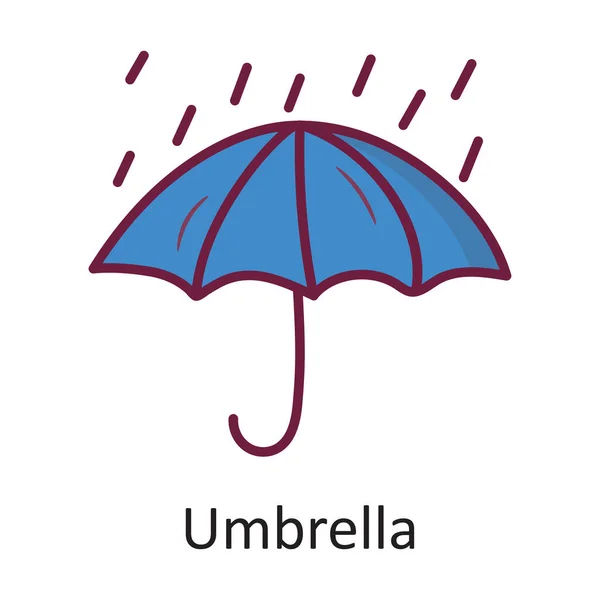 Umbrella Vector Filled Outline Icon Design Illustration Nature Symbol White — Stock Vector