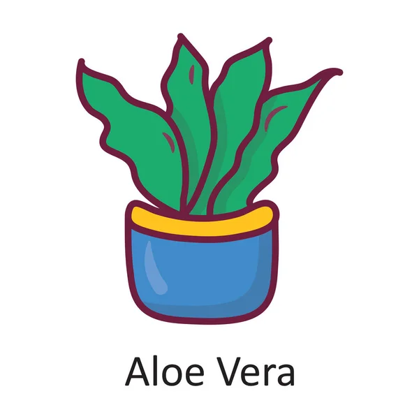 Aloe Vera Vektor Gefüllte Umrisse Icon Design Illustration Natursymbol Auf — Stockvektor
