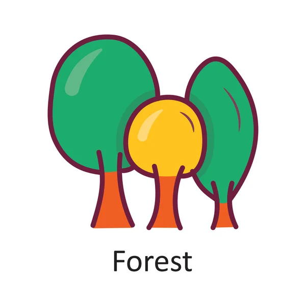 Forest Vector Gefüllte Umrisse Icon Design Illustration Natursymbol Auf Weißem — Stockvektor