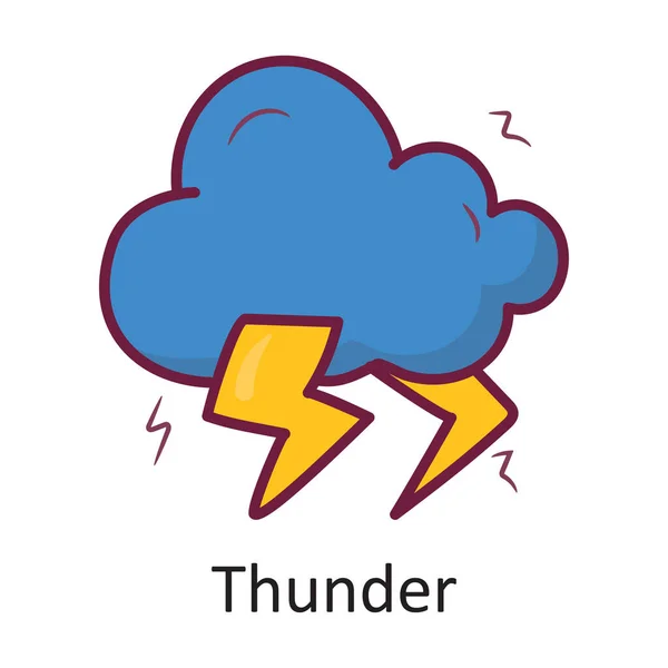 Thunder Vector Esboço Preenchido Icon Design Illustration Símbolo Natureza Fundo — Vetor de Stock