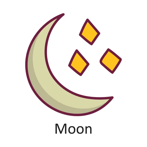 Hold Vektor Töltve Körvonal Ikon Design Illusztráció Nature Symbol Fehér — Stock Vector