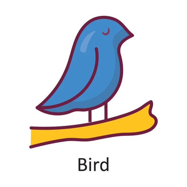 Ptačí Vektor Vyplněný Obrys Ikona Design Ilustrace Přírodní Symbol Bílém — Stockový vektor
