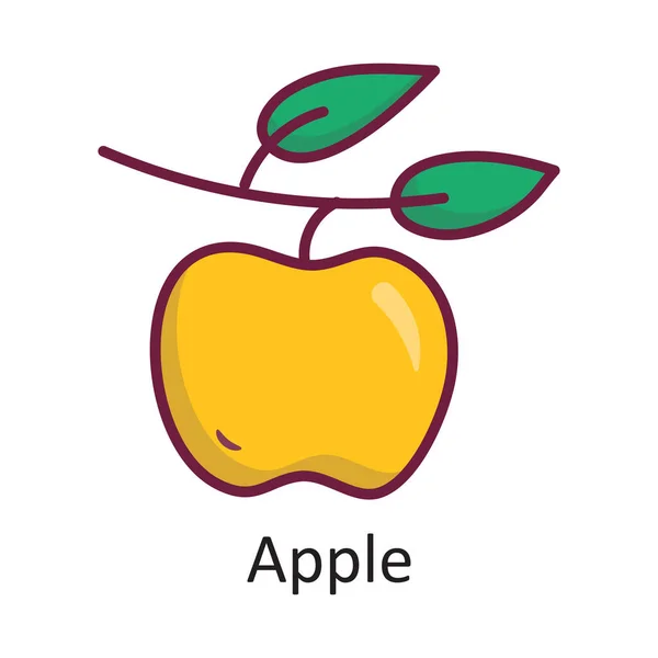 Vecteur Apple Contour Rempli Icône Illustration Conception Symbole Nature Sur — Image vectorielle