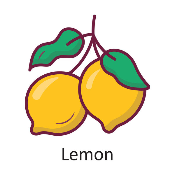 Лимонный вектор Заполненный контур Иконка Дизайн иллюстрации. Природа на белом фоне