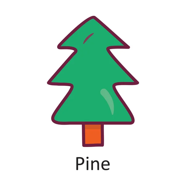 Pine Διάνυσμα Γεμάτο Περίγραμμα Εικονίδιο Σχεδιασμός Εικονογράφηση Σύμβολο Φύσης Στο — Διανυσματικό Αρχείο