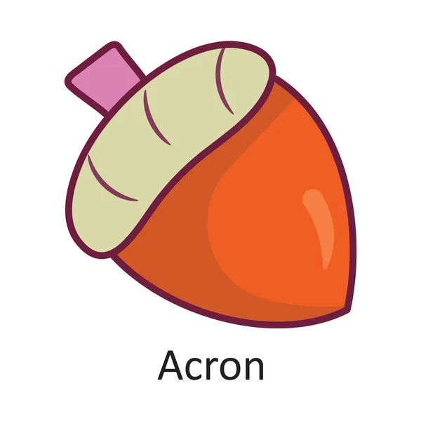 Acron Vektor Töltve Körvonal Icon Design Illusztráció Nature Symbol Fehér — Stock Vector