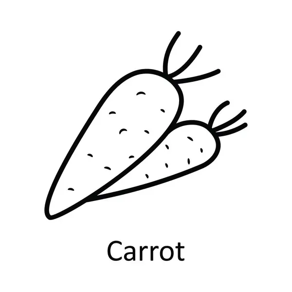 Морковный Вектор Контур Иконка Дизайн Иллюстрации Природа Белом Фоне — стоковый вектор