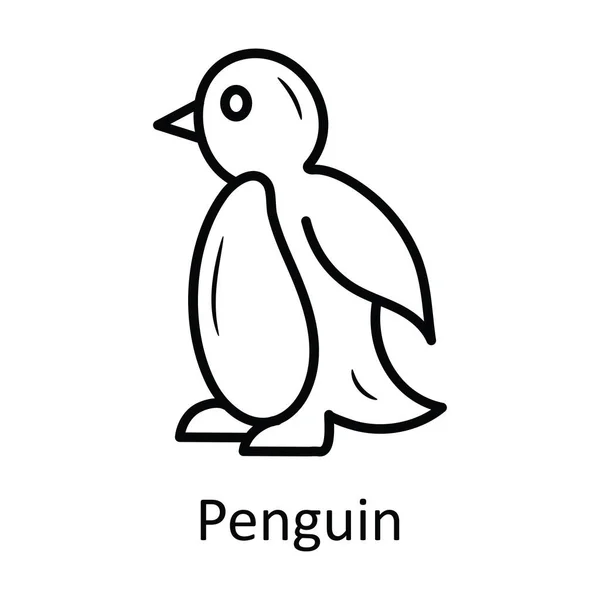 Penguin Vector Outline Icon Ontwerp Illustratie Natuur Symbool Witte Achtergrond — Stockvector