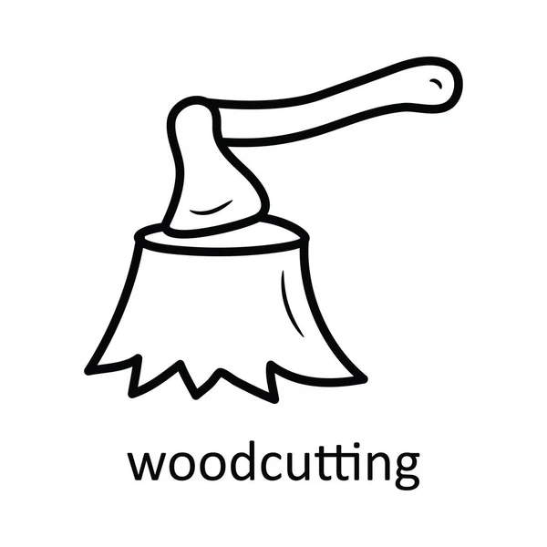 Woodcutting Vector Outline Icon Design Illustration Símbolo Natureza Fundo Branco —  Vetores de Stock