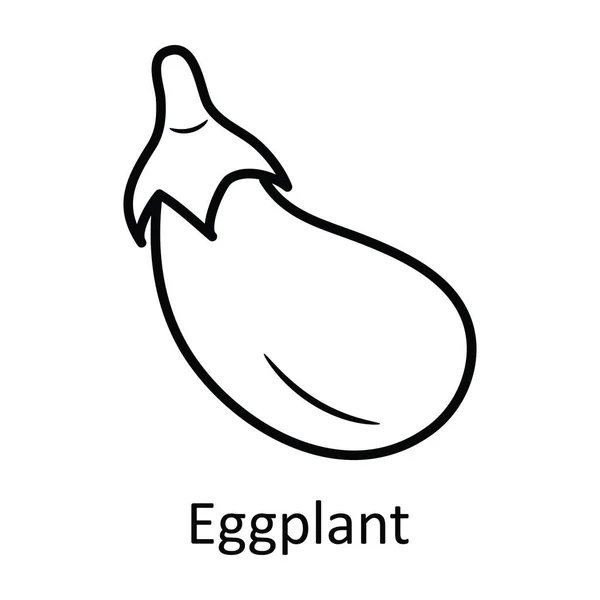Eggplant Vektor Skissera Ikonen Design Illustration Natur Symbol Vit Bakgrund — Stock vektor