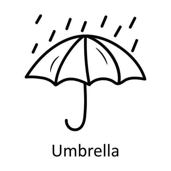 Umbrella Vector Outline Icon Design Illustration Nature Symbol White Background — Stock Vector
