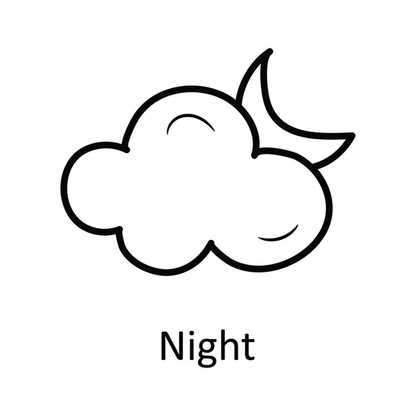 Éjszakai Vektor Vázlat Ikon Design Illusztráció Nature Symbol Fehér Háttér — Stock Vector