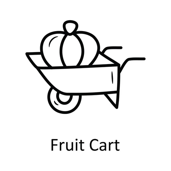 Fruit Cart Vector Outline Icon Design Illustration Símbolo Natureza Fundo — Vetor de Stock