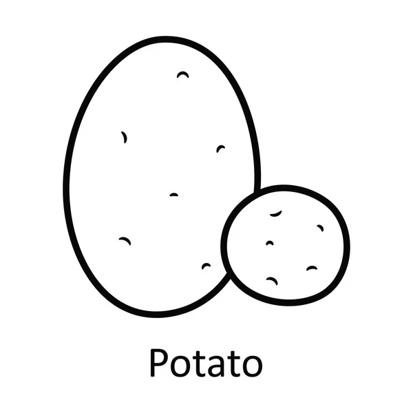 Potato Vektor Skissera Ikonen Design Illustration Natur Symbol Vit Bakgrund — Stock vektor