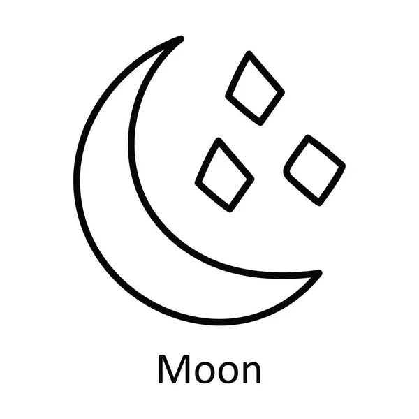 Lune Contour Vectoriel Icône Illustration Conception Symbole Nature Sur Fond — Image vectorielle