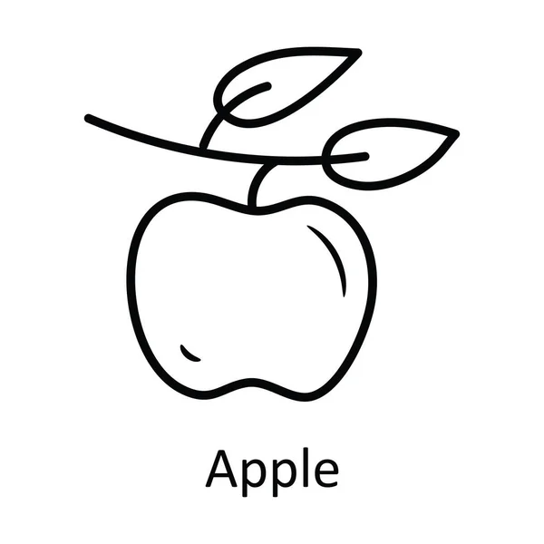 Apple Vector Outline Icon Design Illustration Nature Symbol White Background — Stock Vector