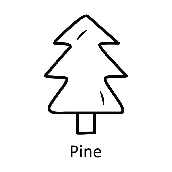 Pine Vektor Garis Besar Icon Desain Ilustrasi Simbol Alam Pada - Stok Vektor