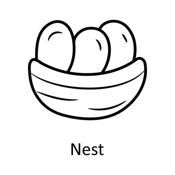 Nest Vektor Skizzieren Icon Design Illustration Natursymbol Auf Weißem Hintergrund — Stockvektor