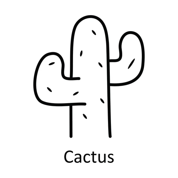 Kaktus Vektor Skissera Ikonen Design Illustration Natur Symbol Vit Bakgrund — Stock vektor