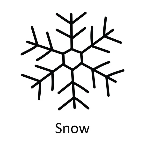 Χιόνι Διάνυσμα Περίγραμμα Εικονίδιο Σχεδιασμός Εικόνα Σύμβολο Φύσης Στο Άσπρο — Διανυσματικό Αρχείο
