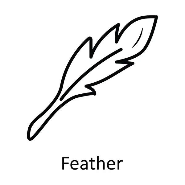 Φτερό Διανυσματικό Περίγραμμα Εικονίδιο Σχεδιασμός Εικονογράφηση Σύμβολο Φύσης Στο Άσπρο — Διανυσματικό Αρχείο