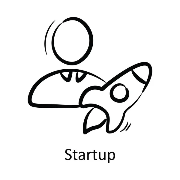 Startup Outline Icona Design Illustrazione Simbolo Gestione Del Progetto Sfondo — Vettoriale Stock