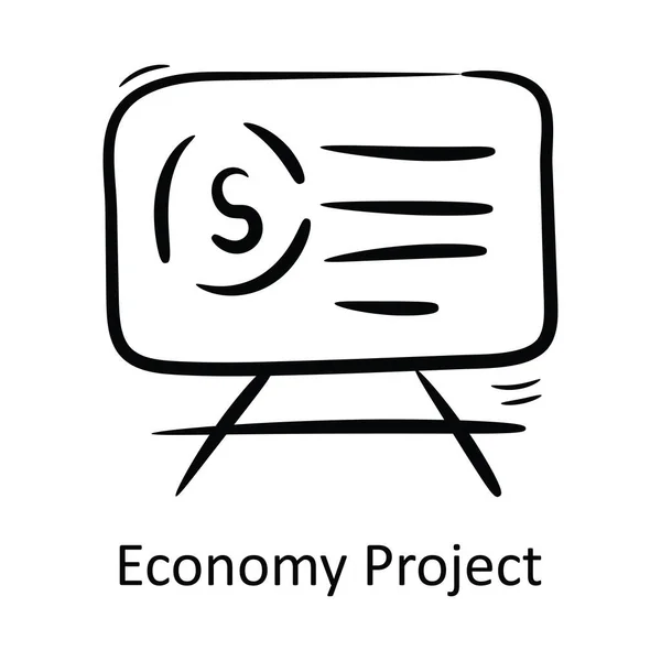 Economie Project Outline Pictogram Ontwerp Illustratie Project Management Symbool Witte — Stockvector