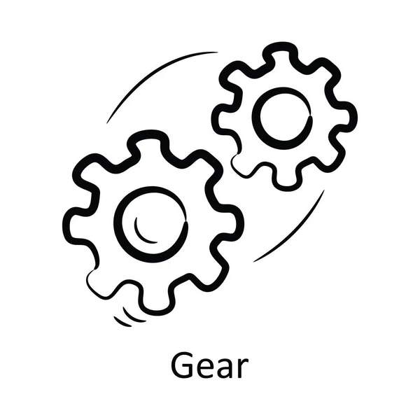 Gear Περίγραμμα Εικονίδιο Σχεδιασμός Εικονογράφηση Σύμβολο Διαχείρισης Έργου Άσπρο Υπόβαθρο — Διανυσματικό Αρχείο