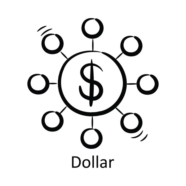 Dollar Outline Icon Design Illustration Projektmanagement Symbol Auf Weißem Hintergrund — Stockvektor