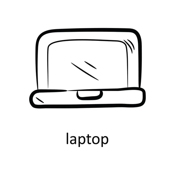 Laptop Zarys Ikona Projekt Ilustracji Symbol Zarządzania Projektami Białym Tle — Wektor stockowy