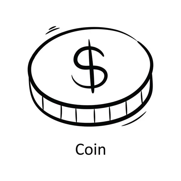 Illustration Coin Outline Icon Design Projektmanagement Symbol Auf Weißem Hintergrund — Stockvektor