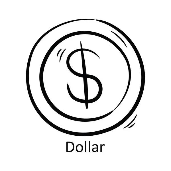 Dollar Περίγραμμα Εικονίδιο Σχεδιασμός Εικονογράφηση Σύμβολο Διαχείρισης Έργου Άσπρο Υπόβαθρο — Διανυσματικό Αρχείο