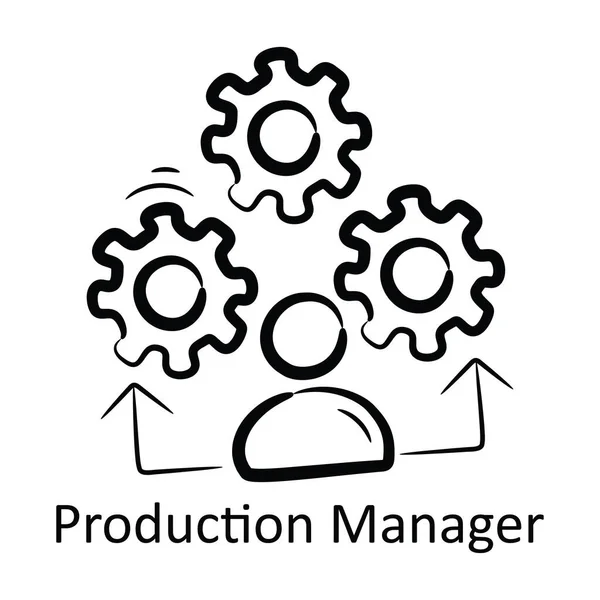 生产经理概要图标设计说明 白底Eps 10文件的项目管理符号 — 图库矢量图片